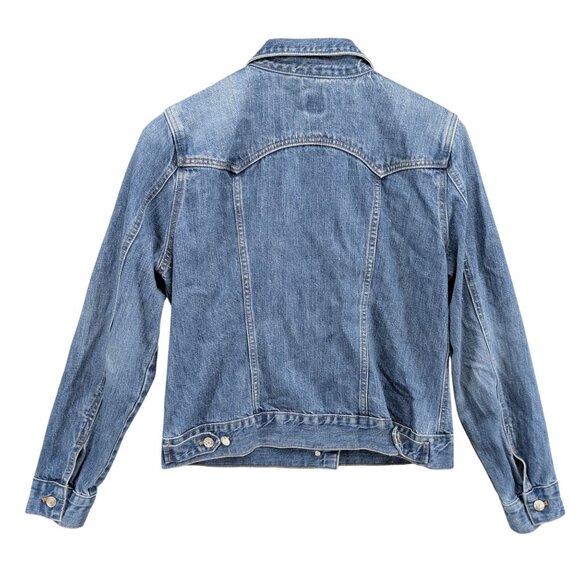 Vtg GAP Jean Trucker Jacket Womens Blue Cotton Denim Button Front Y2K Size L - Picture 2 of 9